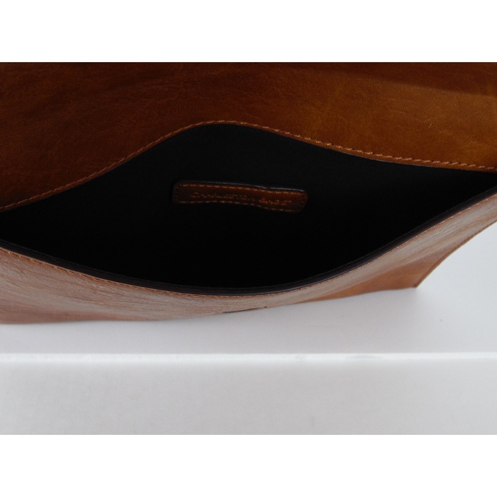 Charleston Bags Brown Leather Envelope Clutch Purse Bag with Tassel Boho Western - Picture 5 of 9